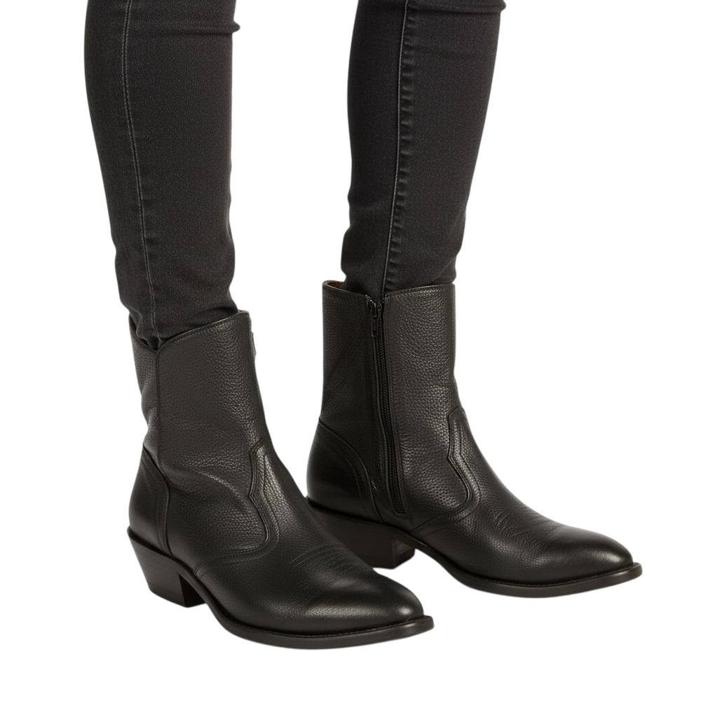 BOULET WESTERN BLACK LEATHER ZIPPER BOOTS MEN'S SIZE 8